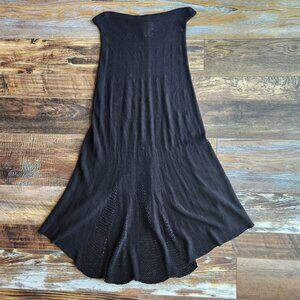 Cordelia Steampunk Knit Crochet Maxi A-Line Skirt Elastic Pullon Black